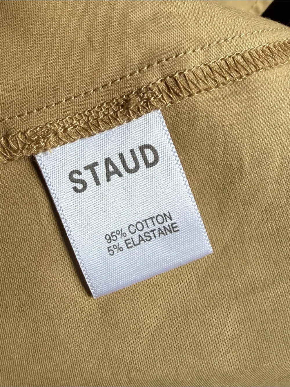 STAUD Beige Cotton Peplum Puff Sleeve Blouse